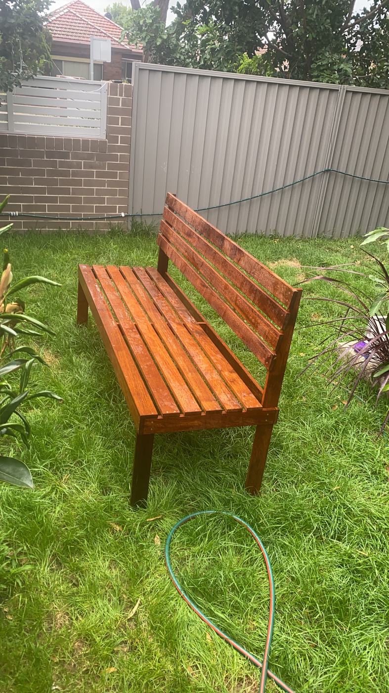 A solid timber bench for the garden